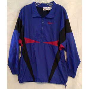 Vtg Reebok Windbreaker Pullover 90's 80's Size Large Blue Red Black EUC 894A